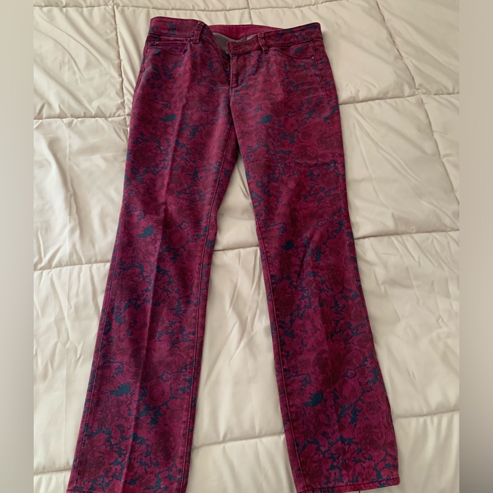 Ann Taylor Modernfit Jeans, W12, Wine/Dark Gray Camouflage. Vintage